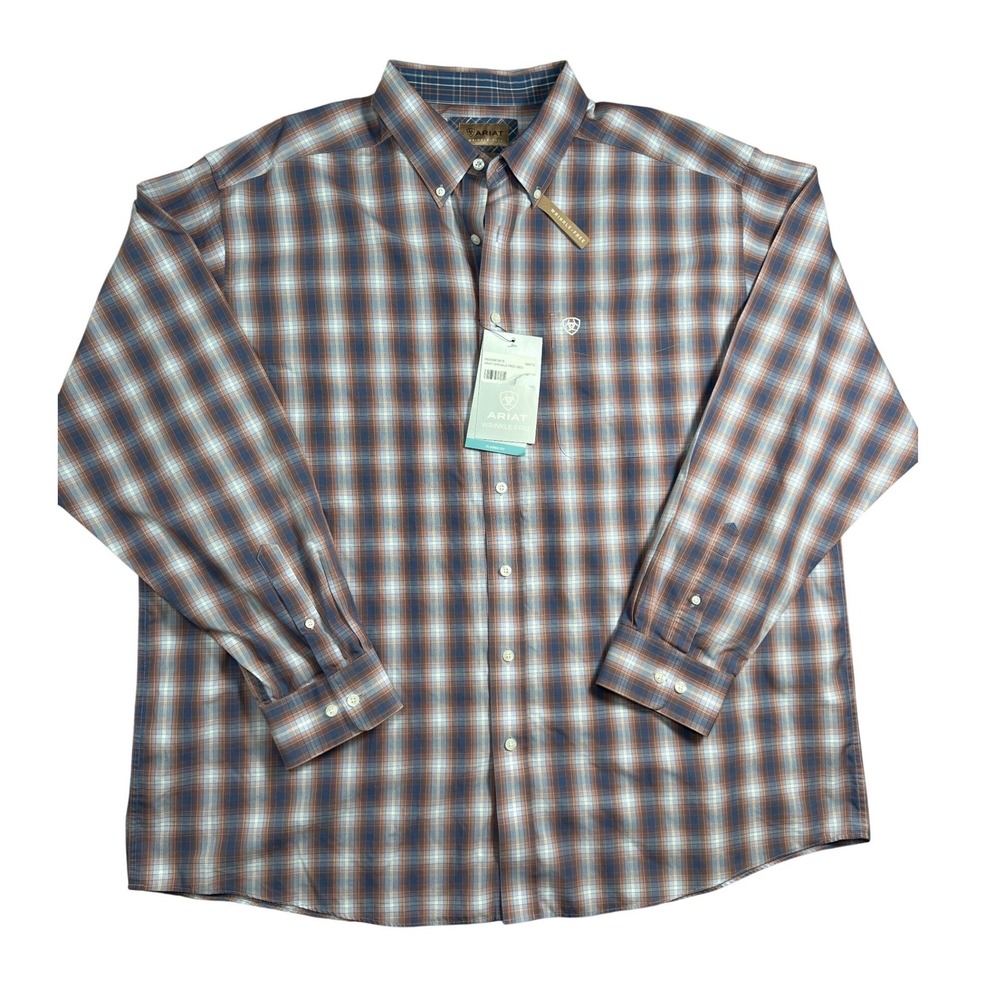 Ariat Wrinkle Free Western Shirt Men XXL Plaid Valero Classic Fit NWT